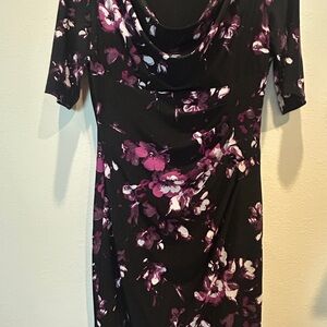 Lauren Ralph Lauren Black and Purple Floral stretch Dress